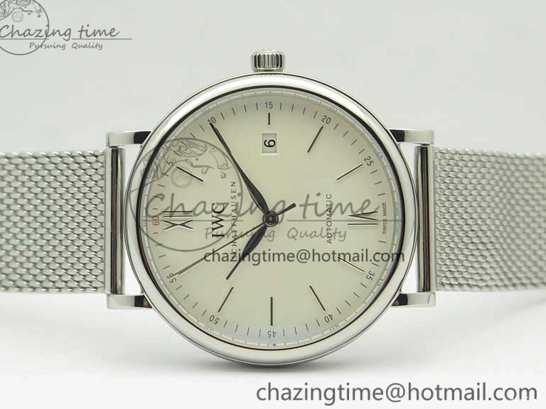 MIROTIME 0414 Portofino Automatic SS MKF 1:1 Best Edition White Dial On SS Mesh Bracelet A2892 V TechFriendly 7205
